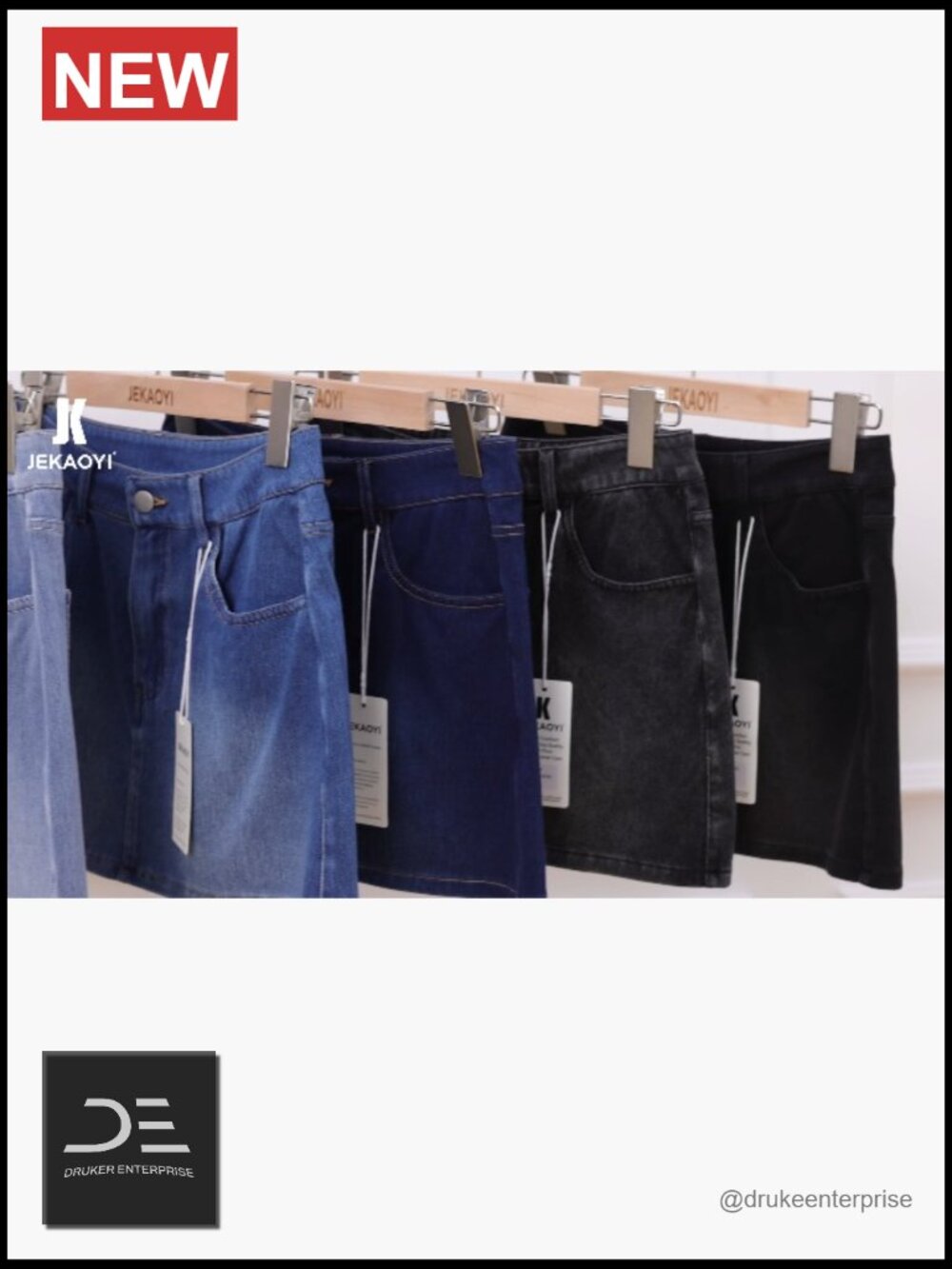 Stretch Casual Denim Mini Skirt with Pockets Zip Fly - Picture 7 of 7